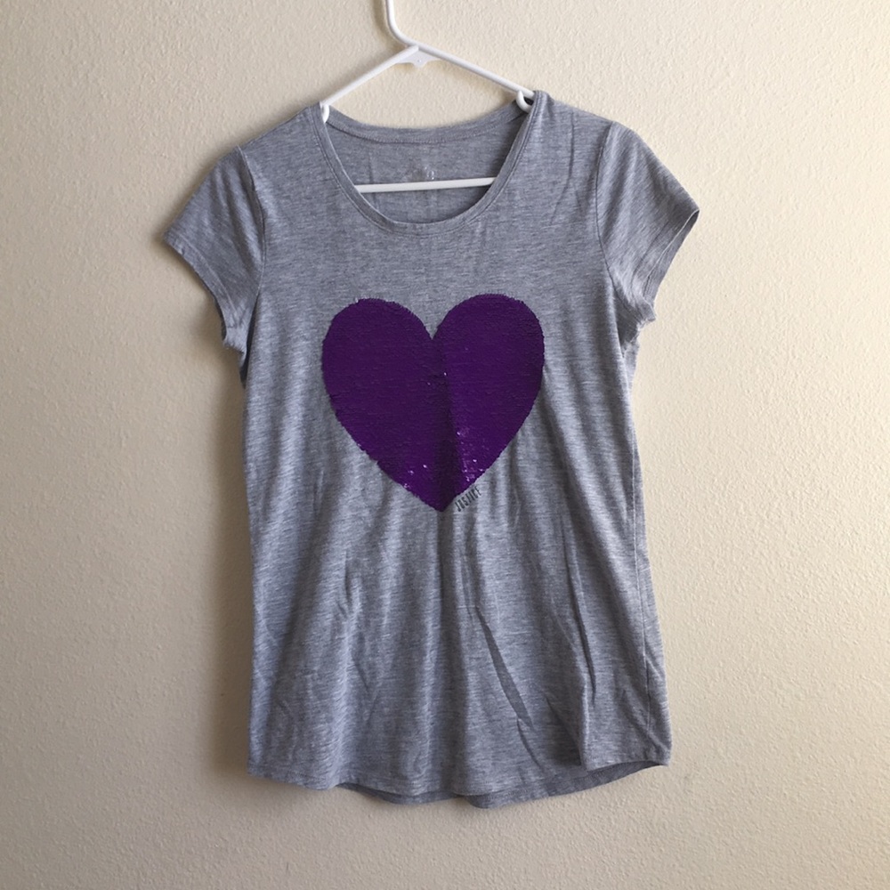Justice Heart Flip Sequin T-Shirt For Girls